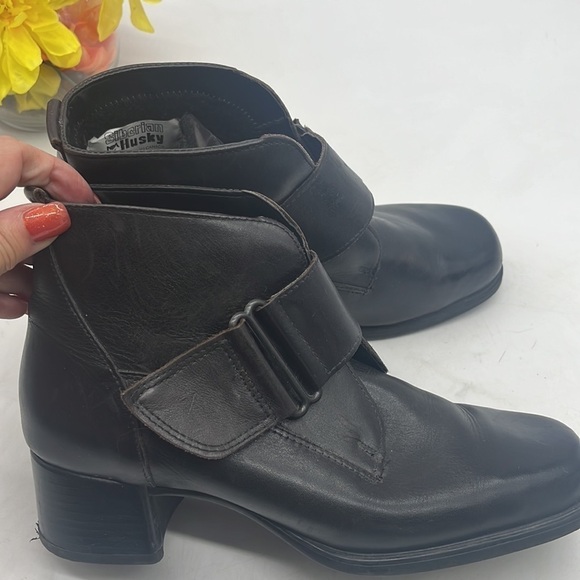 Siberian Husky Winter Ankle Boot Heel Felt Lined Black Leather Size 8 Made in CA - Picture 2 of 11